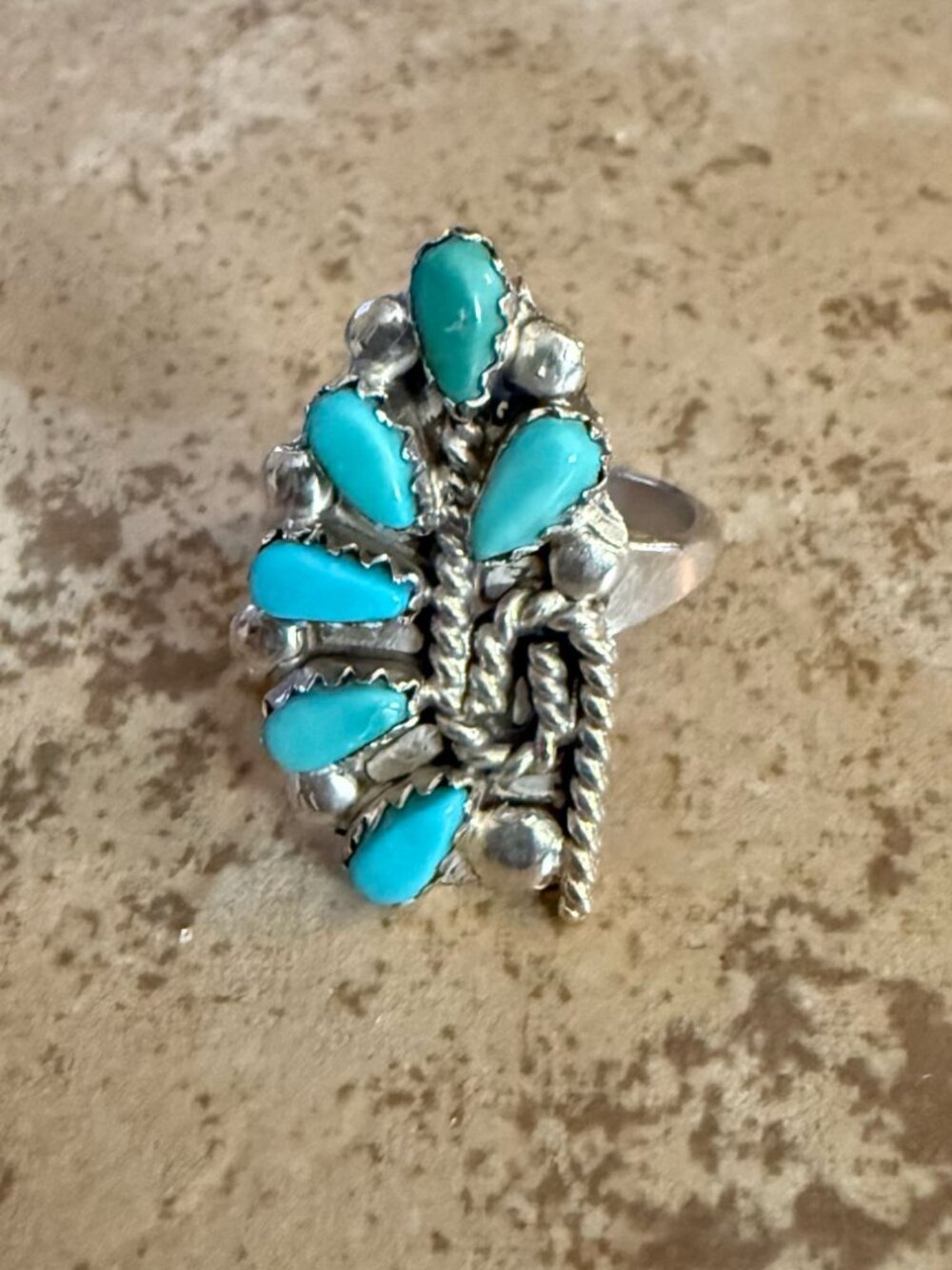 Sterling Silver Turquoise Ring Size 5 1/2 - Picture 3 of 7